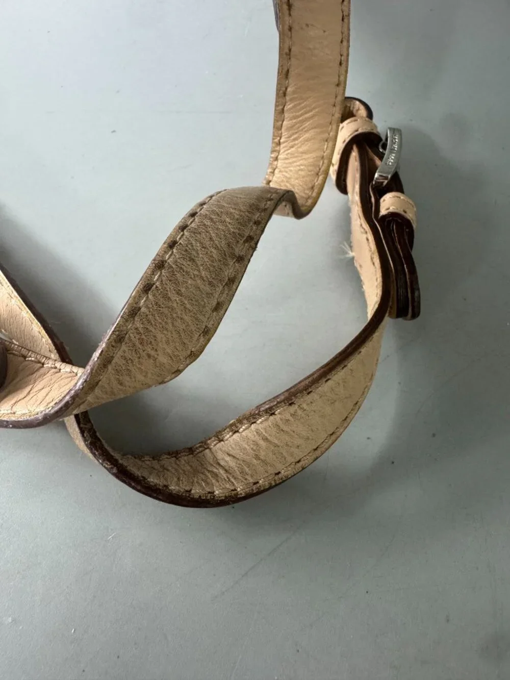 A Bundle of Michael Kors Tan Leather Double Straps w/ Silver-tone MK Logo Charm